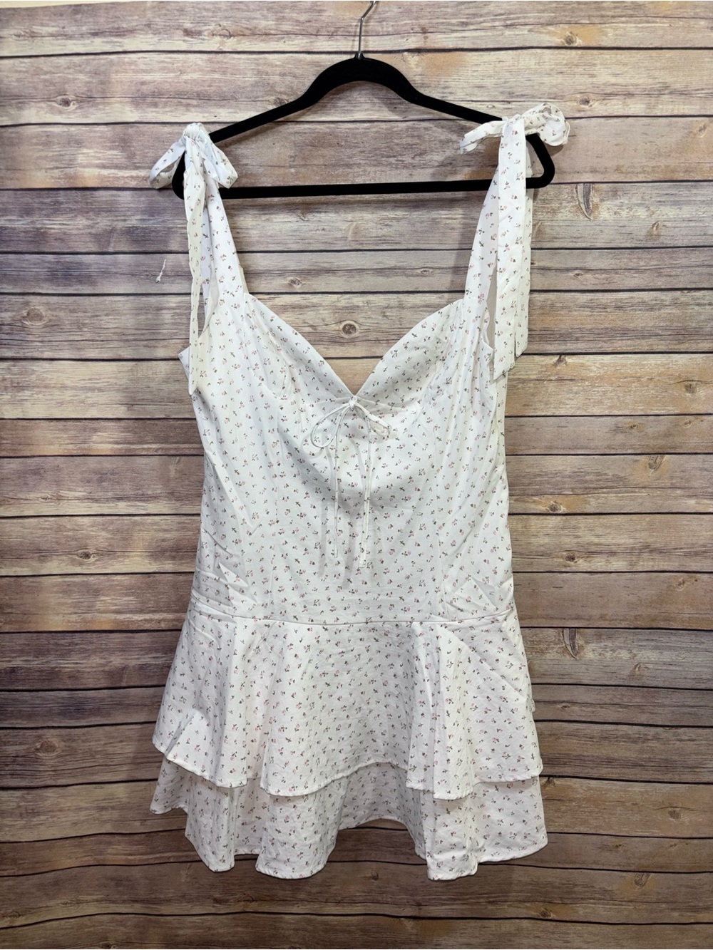 Pretty Garbage Ditsy Floral Dress White Pink Tie Strap Size Large